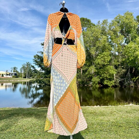 Jen's Pirate Booty Sonora Dress Daydream Patchwork Cut Out Boho Maxi Size M EUC - Picture 2 of 16